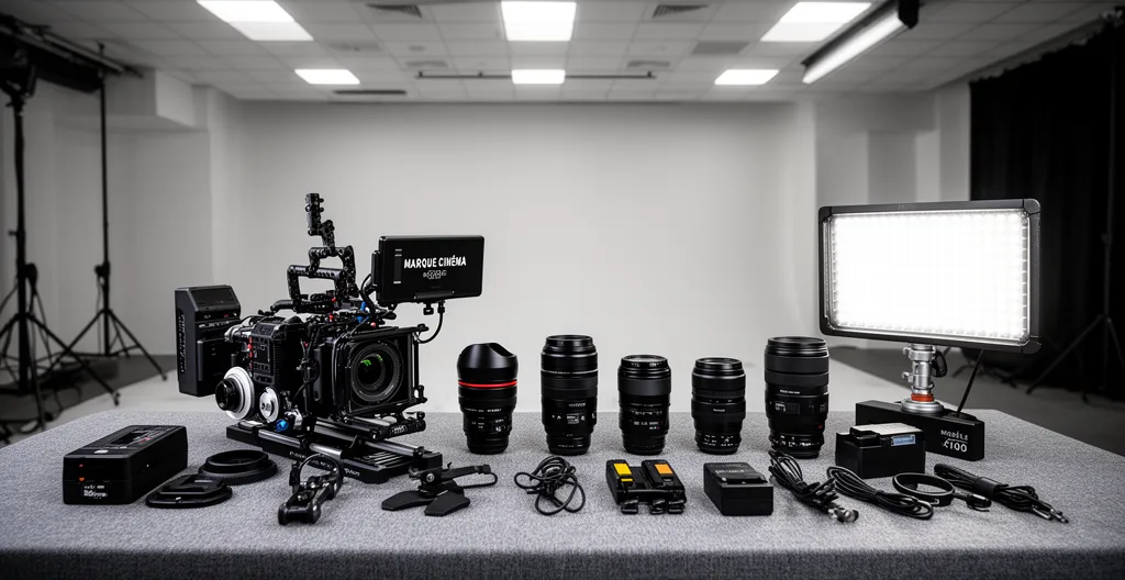 Configuration matériel vidéo professionnel avec caméra optiques et éclairage LED