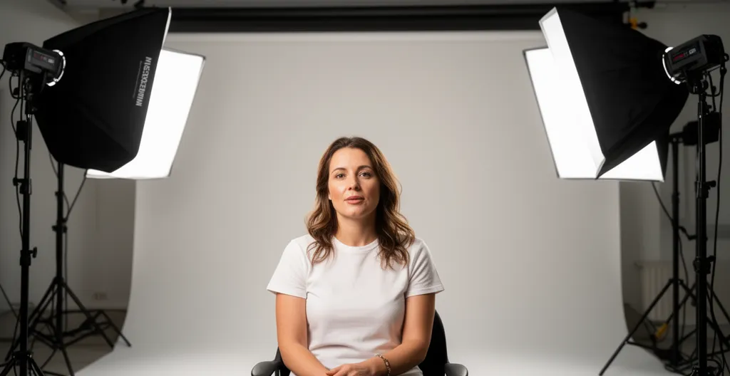 Configuration éclairage LED trois points pour interview en studio vidéo